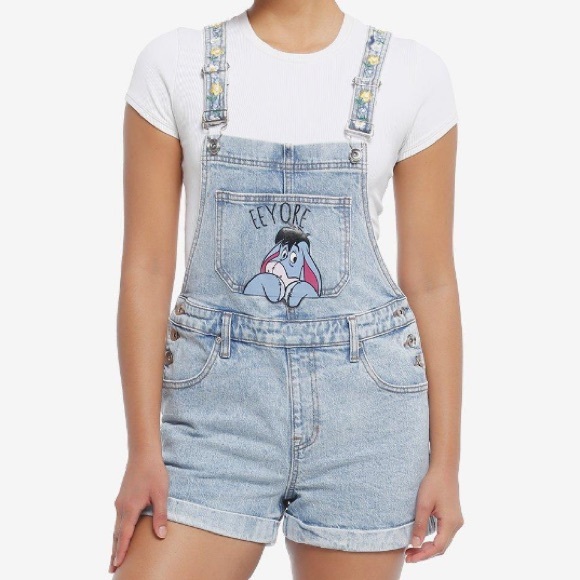 Disney Winnie The Pooh Eeyore Denim Shortalls Hot Topic‎